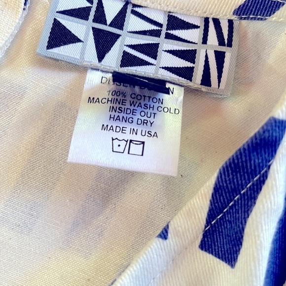 Anthro Dusen Dusen Dash Tennis Fit & Flare Cotton Graphic Blue and White Dress 2 - Picture 4 of 11